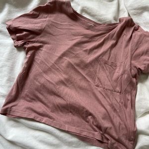 H&M blush pink cropped pocket tee, size xs